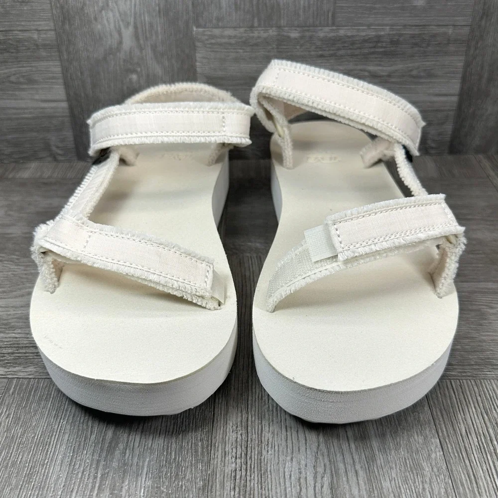 Teva Midform Universal Sandals Women 10 Cream Platform Frayed Strap NEW